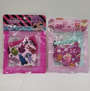 Brand new sealed facemasks LOL girls and Jojo Siwa